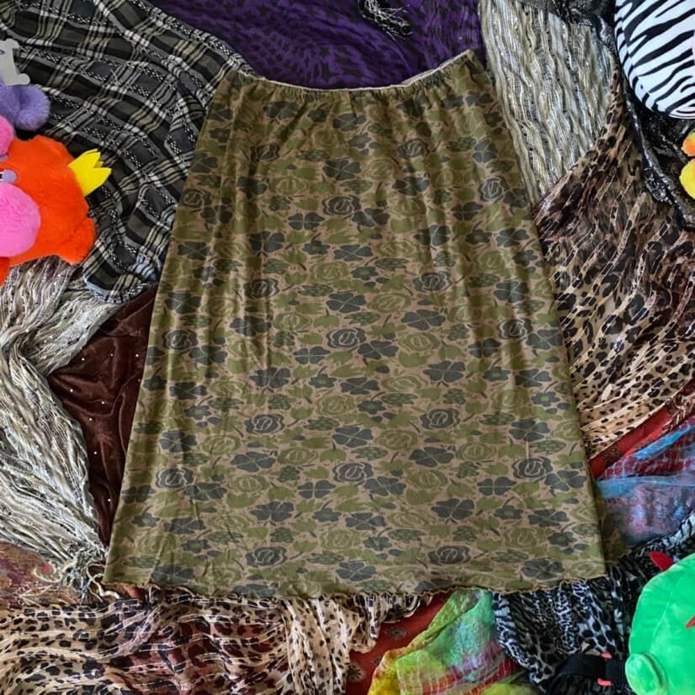 Floral Olive Green Skirt